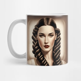 [AI Art] Classic brunette, Art Deco Style Mug